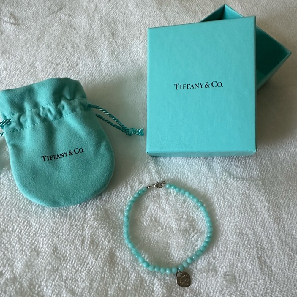 Tiffany & Co. RTT 4mm Amazonite Bead Bracelet $550 Turquoise